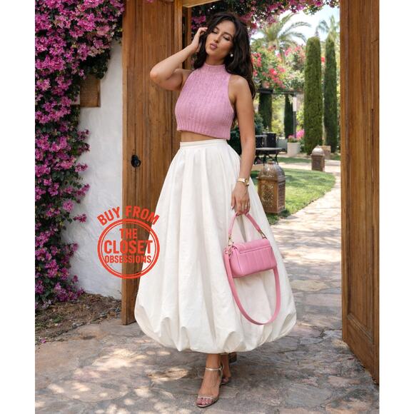 ZARA White Balloon Hem Midi Skirt NWT - Picture 2 of 16